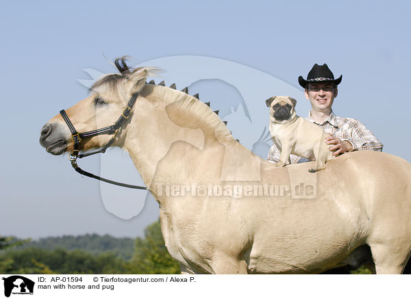 man with horse and pug / AP-01594