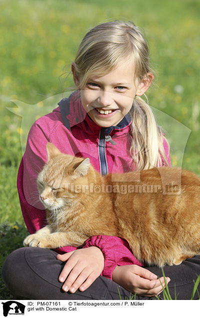 Mdchen mit Hauskatze / girl with Domestic Cat / PM-07161