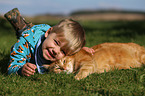 child and cat