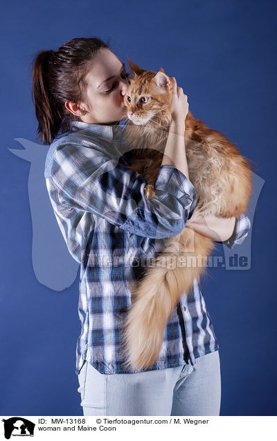 woman and Maine Coon / MW-13168