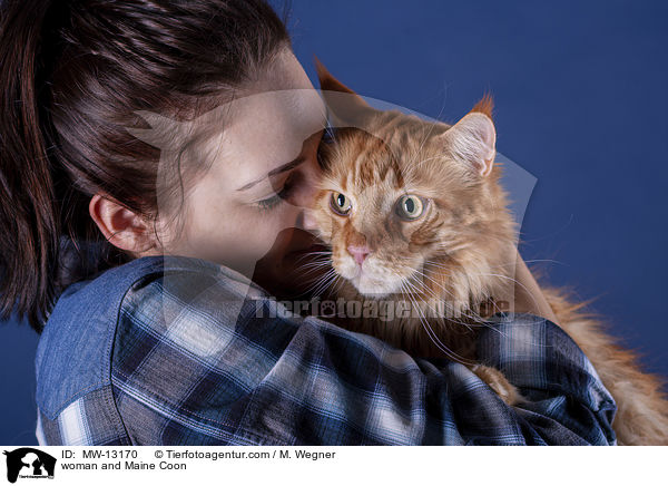 woman and Maine Coon / MW-13170