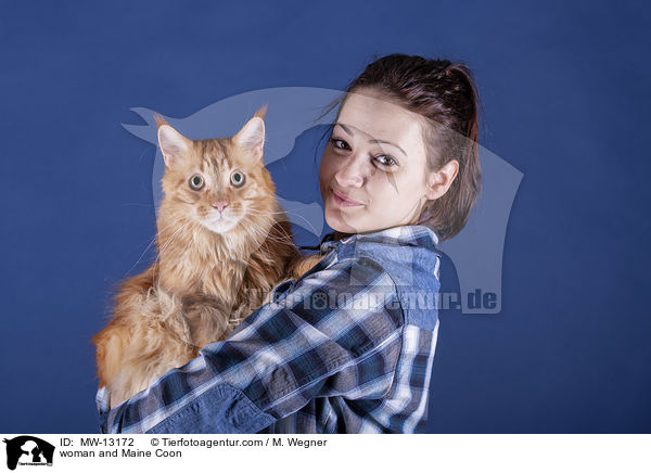 woman and Maine Coon / MW-13172