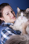 woman and Maine Coon