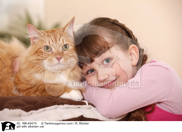 Mdchen mit Sibirischer Katze / girl with siberian cat / RR-49475