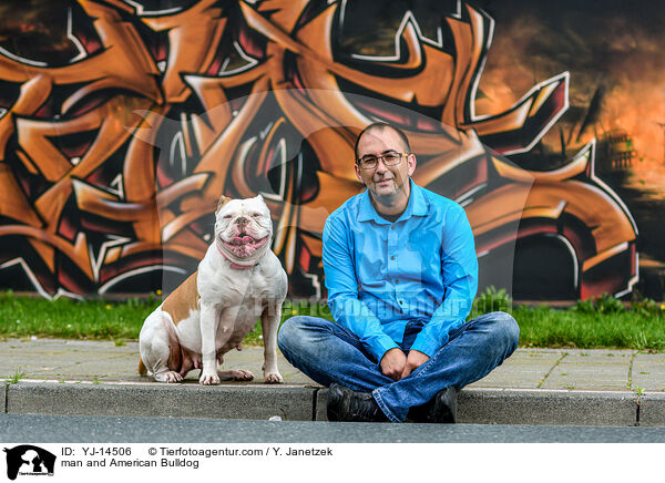 Mann und American Bulldog / man and American Bulldog / YJ-14506