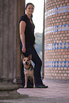 young woman with Australian Cattle Dog