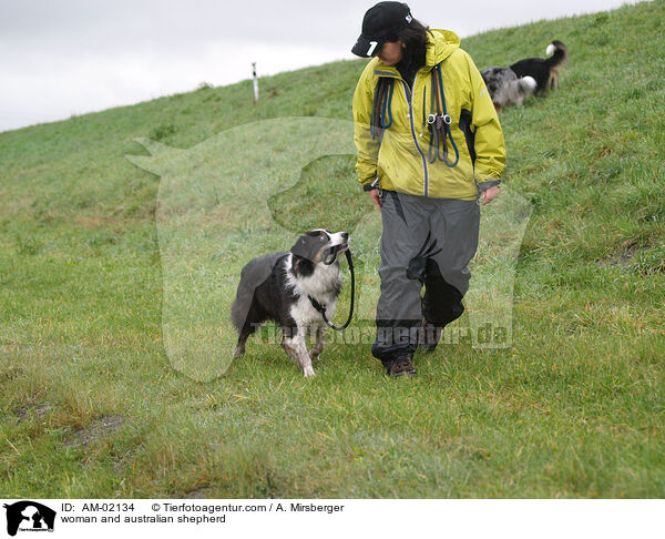 Frau und Australian Shepherd / woman and australian shepherd / AM-02134