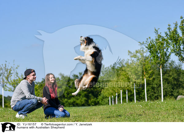 Menschen mit Australian Shepherd / humans with Australian Shepherd / YJ-16157