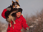 man and Australian Shepherd