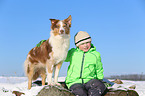 boy and Australian Shepherd