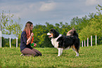 woman with Australian Shepherd