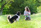 woman with Australian Shepherd