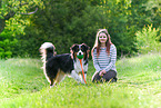 woman with Australian Shepherd