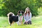 woman with Australian Shepherd