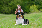 woman with Australian Shepherd