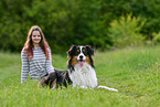 woman with Australian Shepherd