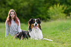 woman with Australian Shepherd