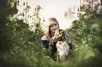 woman with Australian Shepherd