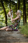 woman with young Beagle