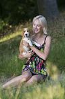 woman with young Beagle