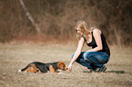 young woman with  Beagle