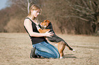 young woman with  Beagle