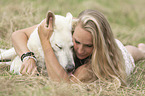 Berger Blanc Suisse with woman