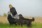 woman with Bernese Mountain Dogs