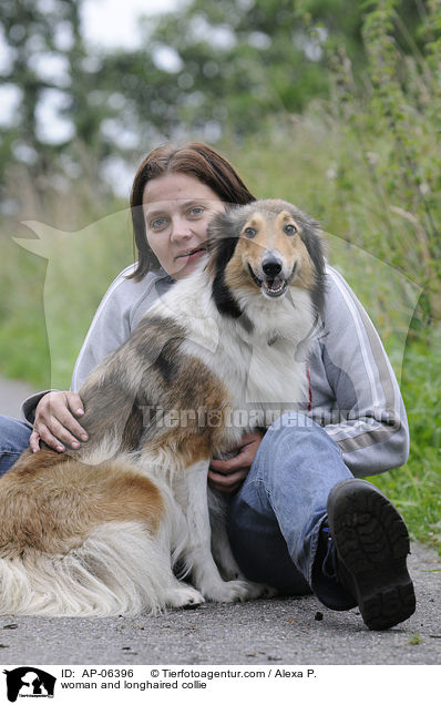 woman and longhaired collie / AP-06396