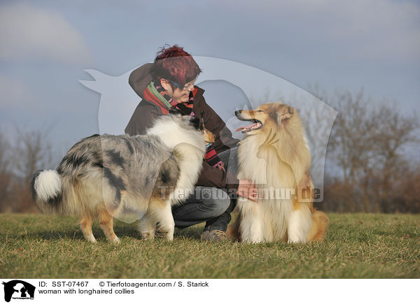 Frau mit Langhaarcollies / woman with longhaired collies / SST-07467