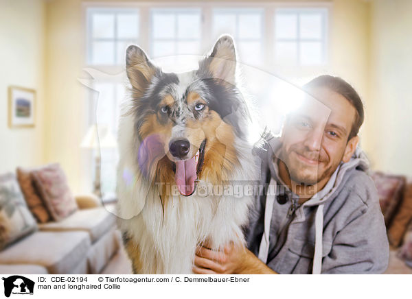 Mann und Langhaarcollie / man and longhaired Collie / CDE-02194