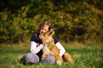 girl and longhaired Collie