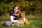 girl and longhaired Collie