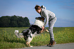 man and longhaired Collie