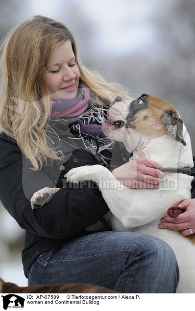 woman and Continental Bulldog / AP-07589