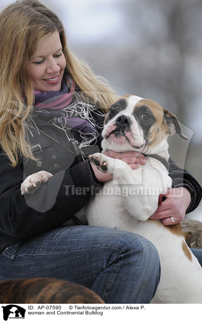 woman and Continental Bulldog / AP-07590