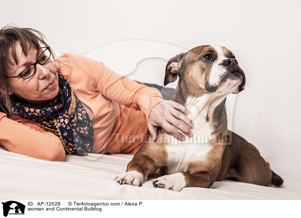 woman and Continental Bulldog / AP-12026