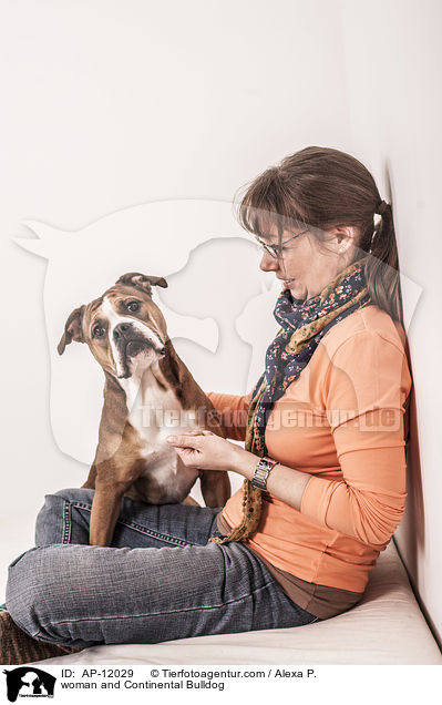 woman and Continental Bulldog / AP-12029