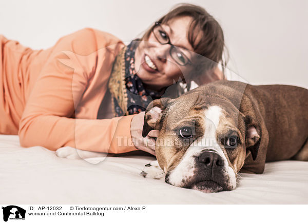 woman and Continental Bulldog / AP-12032