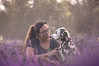 woman and Dalmatian