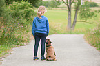 girl and French Bulldog