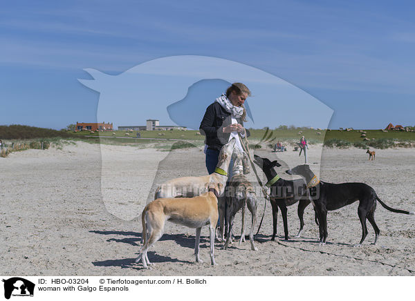 Frau mit Galgo Espanols / woman with Galgo Espanols / HBO-03204