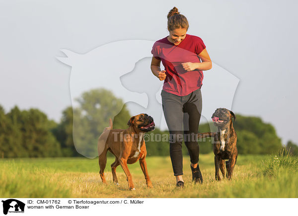 Frau mit Deutscher Boxer / woman with German Boxer / CM-01762