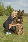 woman and German Shepherd