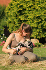 woman and Great Dane Puppy