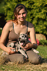 woman and Great Dane Puppy