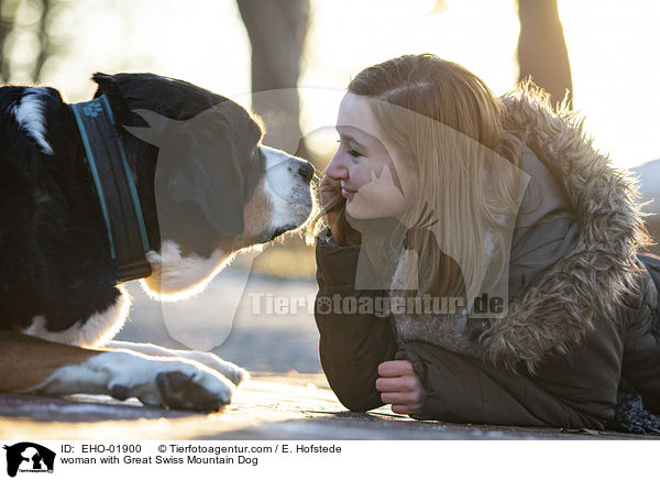 woman with Great Swiss Mountain Dog / EHO-01900