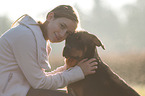 girl and Great Swiss Mountain Dog