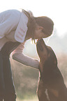 girl and Great Swiss Mountain Dog