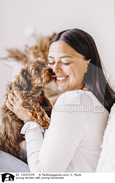junge Frau mit jungem Havaneser / young woman with young havanese / LR-01079